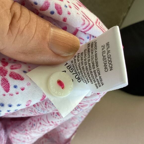 Foxcroft Easy Care Poplin 3/4 Length Flip Cuff Sleeve Blouse Women’s Large Stret - Picture 9 of 9